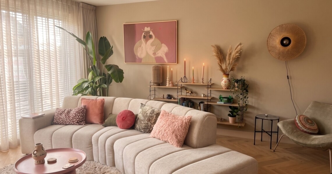 Kleuradvies woonkamer — Nude Cashmere en Madonna door Noord & Zoet Interieuradvies